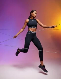 Nike Pro Dri-FIT Cropped Tank Top - Black/Metallic Silver 12 Nike Pro Dri-FIT Cropped Tank Top - Black/Metallic Silver -The Sports Edit 311023 TSE EDITORIAL 0717