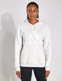 ADIDAS Essentials Big Logo Regular Fleece Hoodie - Off White Melange/White