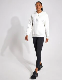 ADIDAS Essentials Big Logo Regular Fleece Hoodie - Off White Melange/White -The Sports Edit 8004S Adidas Big Logo Fleece Hoodie IM0252 OFWHME WHITE 0009