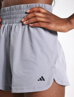 ADIDAS Pacer Stretch-Woven Zipper Pocket Lux Shorts - Grey Three -The Sports Edit Adidas PACER LUX SHORT GRETHR IS1668 GREY 0008
