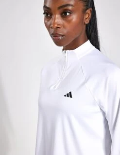 ADIDAS Train Essentials Minimal Branding 1/4-Zip Cover Up - White -The Sports Edit Adidas TR ES 1 4ZIP WHITE IN9170 White 0016