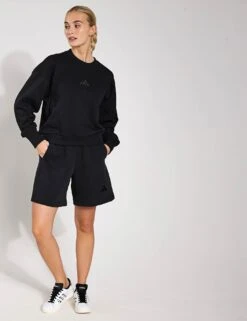 ADIDAS ALL SZN Fleece Loose Sweatshirt - Black -The Sports Edit Adidas W ALL SZN SWEAT BLACK IX3812 0014