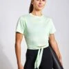ADIDAS Yoga Studio Wrapped T-Shirt - Semi Green Spark/Grey Two 2 ADIDAS Yoga Studio Wrapped T-Shirt - Semi Green Spark/Grey Two -The Sports Edit Adidas YGA ST WRAP T SEGRSP GRETWO IS2966 GREEN 0007