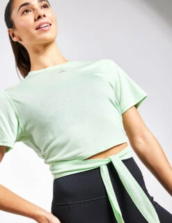 ADIDAS Yoga Studio Wrapped T-Shirt - Semi Green Spark/Grey Two 8 ADIDAS Yoga Studio Wrapped T-Shirt - Semi Green Spark/Grey Two -The Sports Edit Adidas YGA ST WRAP T SEGRSP GRETWO IS2966 GREEN 0026