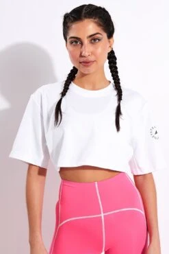 Future Playground Crop Top - White -The Sports Edit Adidas x Stella McCartney aSMC CROP TEE GL7339 White 0004 755d57dd 5ef6 4aa2 8c59 816487270d82