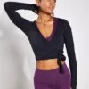 Cropped Escalate Wrap Top - Black -The Sports Edit Alo Yoga CROPPED ESCALATE WRAP TOP W3665R BLACK 0008