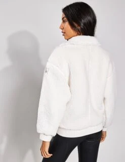 Sherpa Varsity Jacket - Ivory -The Sports Edit Alo Yoga SHERPA VARSITY JACKET W4408R IVORY 0029