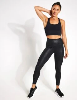 Beyond Yoga Leatherette High Waisted Midi Legging - Black Leatherette Foil -The Sports Edit BEYOND YOGA Leatherette High Waisted Midi Legging FC3243 Black Leatherette Foil 0002