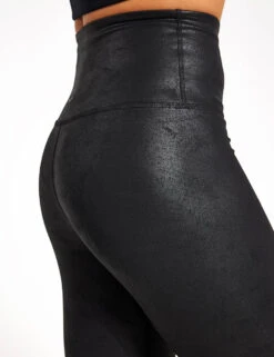 Beyond Yoga Leatherette High Waisted Midi Legging - Black Leatherette Foil -The Sports Edit BEYOND YOGA Leatherette High Waisted Midi Legging FC3243 Black Leatherette Foil 0004