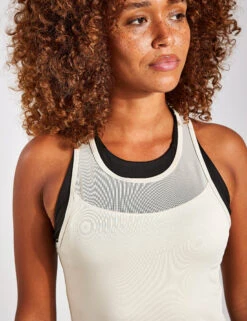 Born Kiava Mesh Tank - Stone -The Sports Edit BORN Kiava Mesh Tank O22CS44 C S Stone 0030