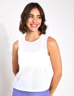Beyond Yoga Show Off Mesh Tank - White