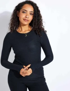 Beyond Yoga Featherweight Classic Crew Pullover - Darkest Night -The Sports Edit Beyond Yoga CF Featherweight Classic Crew Pullover LWSD7575 Darkest Night 0008