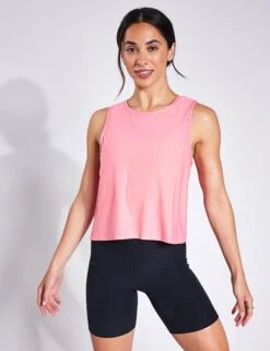 Beyond Yoga Featherweight New View Cropped Tank - Sun Kissed Coral Heather