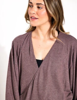 Beyond Yoga Wrapped Up Pullover - Heathered Truffle -The Sports Edit Beyond Yoga Wrapped Up Pullover Heathered Truffle CS7820 HT S 0023
