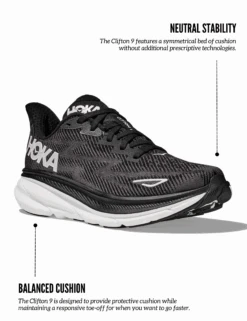Hoka Clifton 9 - Black/White 9 Hoka Clifton 9 - Black/White -The Sports Edit Clifton9Op2