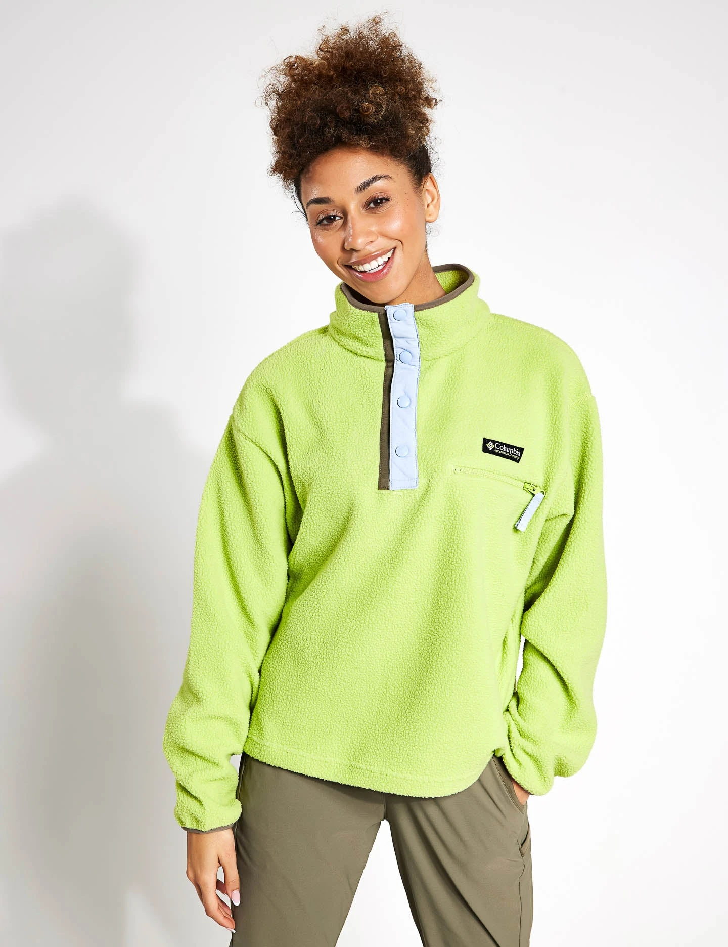 Columbia Helvetia Cropped Half Snap Fleece - Napa Green/Whisper/Stone Green 3 Columbia Helvetia Cropped Half Snap Fleece - Napa Green/Whisper/Stone Green