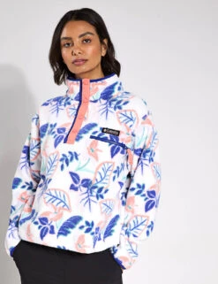 Columbia Helvetia II Cropped Sherpa Half Snap Printed Fleece - Sea Salt Pasteled Multi