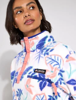 Columbia Helvetia II Cropped Sherpa Half Snap Printed Fleece - Sea Salt Pasteled Multi -The Sports Edit Columbia Helvetia II Printed Cropped Half Snap AL5760 125 0022