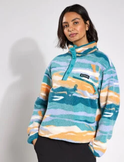 Columbia Helvetia II Cropped Sherpa Half Snap Printed Fleece - Teal Rogue Valley