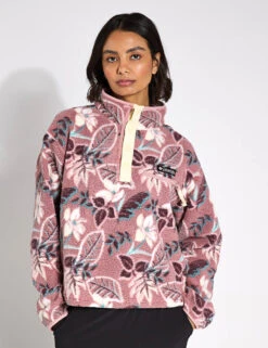 Columbia Helvetia II Cropped Sherpa Half Snap Printed Fleece - Fig Pasteled Multi