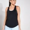 Scoop Neck Racer Back Running Vest Top - Black