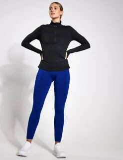 Embossed Funnel Neck Half Zip Running Top - Black -The Sports Edit GOODMO 2