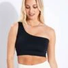 Bianca One Shoulder Bra - Black 2 Bianca One Shoulder Bra - Black -The Sports Edit Girlfriend Collective BIANCA BRA ONE SHOULDER 1014 JB BLACK 0003