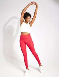 Compressive High Waisted Legging - Cherry -The Sports Edit Girlfriend Collective COMPRESSIVE HIGH RISE LEGGING LONG 4007 SP Cherry sp 0012