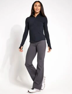 ReSet Mock Neck Half Zip - Black -The Sports Edit Girlfriend Collective RESET LONG SLEEVE MOCK NECK HALF ZIP 3054 JB BLACK 0001