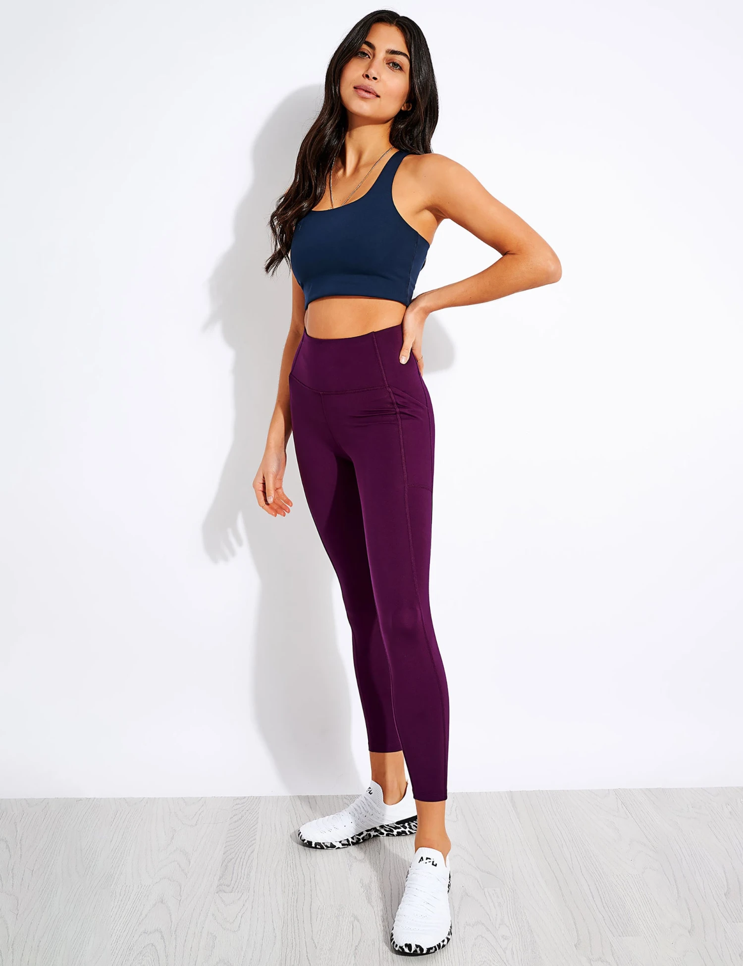 High Waisted 7/8 Pocket Legging - Plum 5 High Waisted 7/8 Pocket Legging - Plum - Image 3