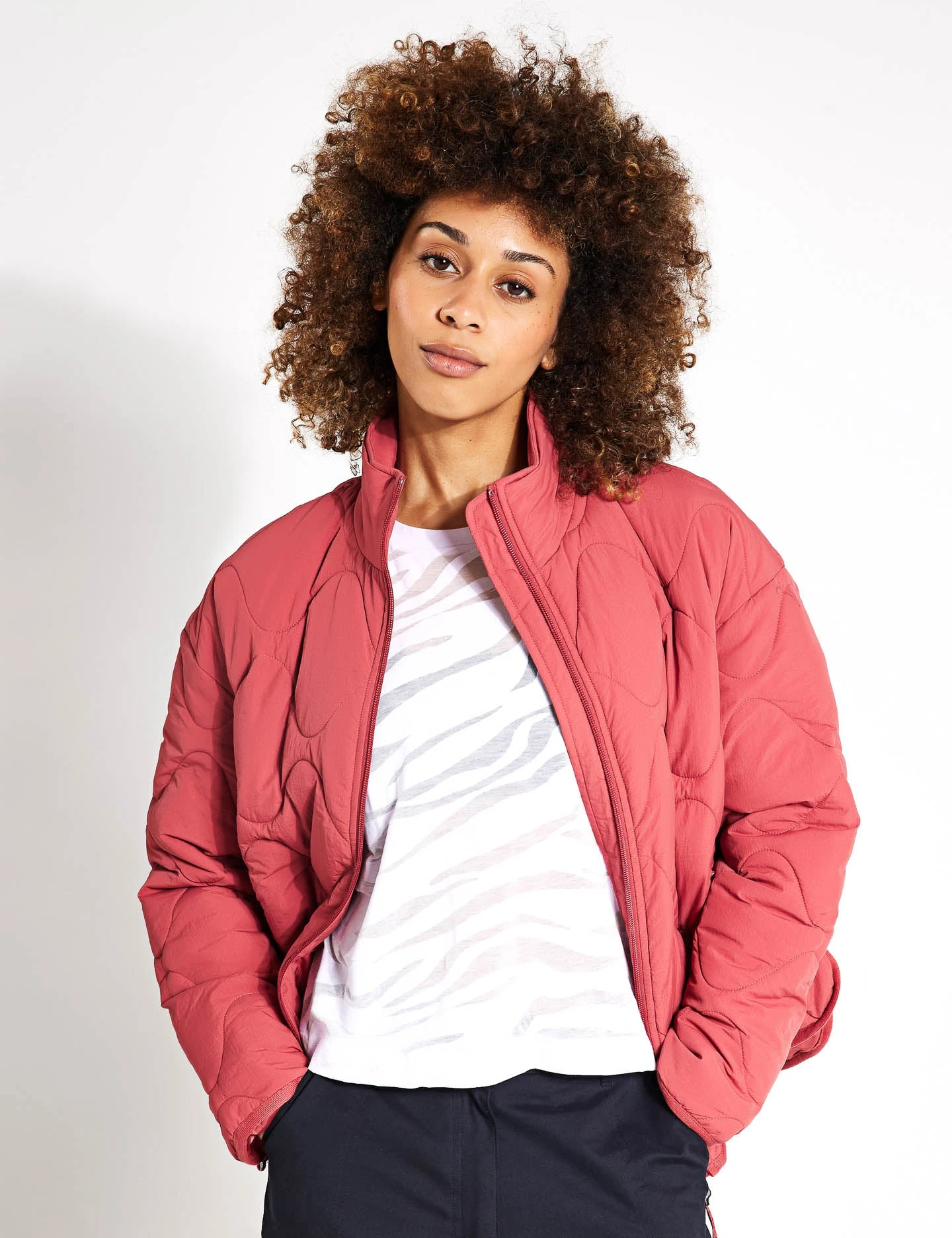 Packaway Quilted Funnel Neck Jacket - Brick 6 Packaway Quilted Funnel Neck Jacket - Brick - Image 4