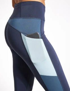 Go Move Printed 7/8 Gym Leggings - Medium Blue Mix -The Sports Edit Goodmove GO MOVE 7 8 COLOURBLOCK 6544P MEDIUM BLUE MIX 0022
