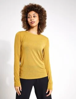 Merinotec Crew Neck Walking Top - Dark Ochre