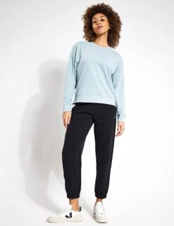 Cotton Rich Mesh Panel Sweatshirt - Light Mint -The Sports Edit Goodmove MESH PANEL SWEATSHIRT 5945 LM LIGHT MINT 0003