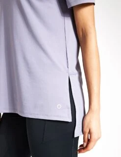Scoop Neck Mesh Back T-Shirt - Lavender Grey -The Sports Edit Goodmove MESH PANEL TEE 5177 LAV 0028