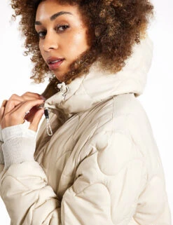 Quilted Half Zip Hooded Puffer Jacket - Beige 8 Quilted Half Zip Hooded Puffer Jacket - Beige -The Sports Edit Goodmove QUILTED POP OVER JACKET 5336A B BEIGE 0020