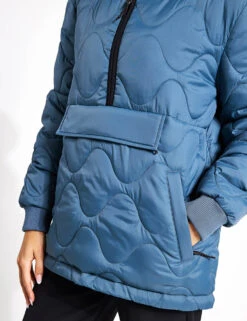 Quilted Half Zip Hooded Puffer Jacket - Dark Airforce -The Sports Edit Goodmove QUILTED POP OVER JACKET 5336A DA DARK AIRFORCE 0024