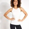 Scoop Neck Cross Back Fitted Yoga Vest Top - Ivory -The Sports Edit Goodmove Yoga cross back vest 5989 IVO Ivory 0004