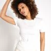 Scoop Neck Wrap Front Yoga T-Shirt - Ivory -The Sports Edit Goodmove Yoga front tee 5991 IVO 0005