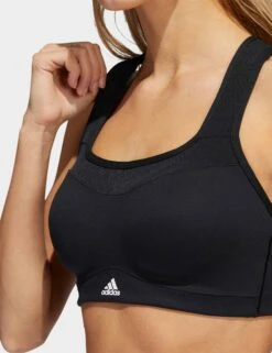 ADIDAS TLRD Impact Training High-Support Bra - Black/White -The Sports Edit HF2297 10 APPAREL On Model Detail View 1 grey