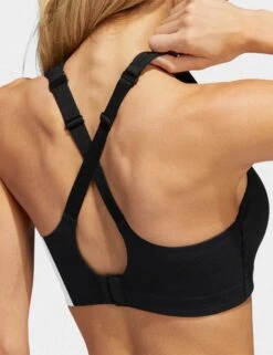 ADIDAS TLRD Impact Training High-Support Bra - Black/White -The Sports Edit HF2297 11 APPAREL On Model Detail View 2 grey