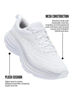 Hoka Bondi 8 - White/White -The Sports Edit Hoka Bondi White PDP