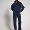 The Rihanna Set - Navy Blue/White Piping -The Sports Edit Lilybod KIRSTEN Wide Leg Pant Navy Blue white piping LL178 NB 0001