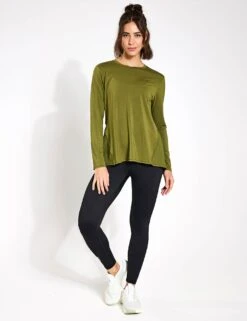 Kendall Long Sleeve Top - Army Green -The Sports Edit Lilybod Kendall Longsleeve LT88 AG Army Green 0016