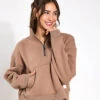 Rihanna Sweat - Taupe -The Sports Edit Lilybod RIHANNA 1 4 ZIP UP SWEAT LT77 TP Taupe 0007