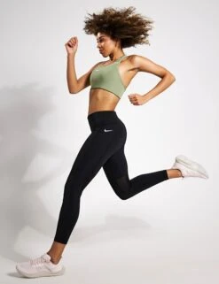 Nike Swoosh Sports Bra - Oil Green/White -The Sports Edit NIKE W NK DF SWSH 1PP BRA BV3636 386 OIL GREEN WHITE 0002