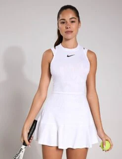 NikeCourt Slam Dri-FIT Tennis Dress - White/Black -The Sports Edit Nike NikeCourt Slam Dri FIT Tennis Dress White Black FD5659 100 XS 40011