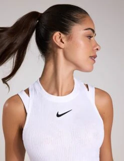 NikeCourt Slam Dri-FIT Tennis Dress - White/Black -The Sports Edit Nike NikeCourt Slam Dri FIT Tennis Dress White Black FD5659 100 XS 40028