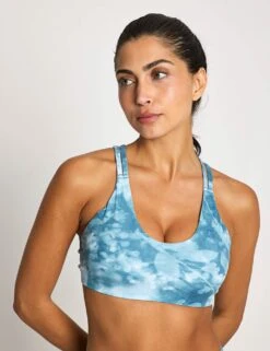 Nike Zenvy Light Support Printed Sports Bra - Smokey Blue/White