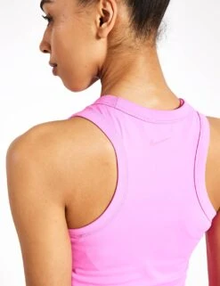 Nike One Fitted Dri-FIT Cropped Tank Top - Playful Pink/Black -The Sports Edit Nike nike one fitted dri fit cropped tank top playful pink black fn2806 675 0022